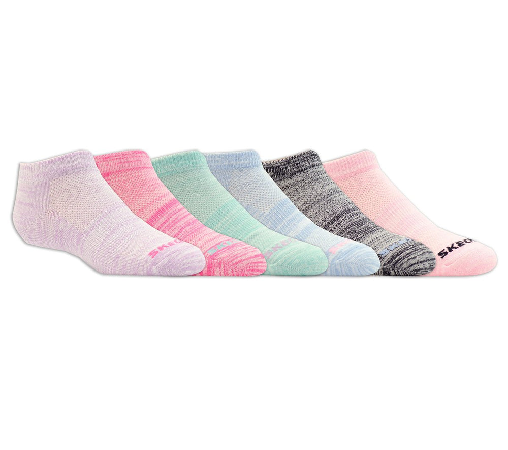 Skechers 6 Pack Girls' Low Cut Color Stripe Socks - Kids|Clothing