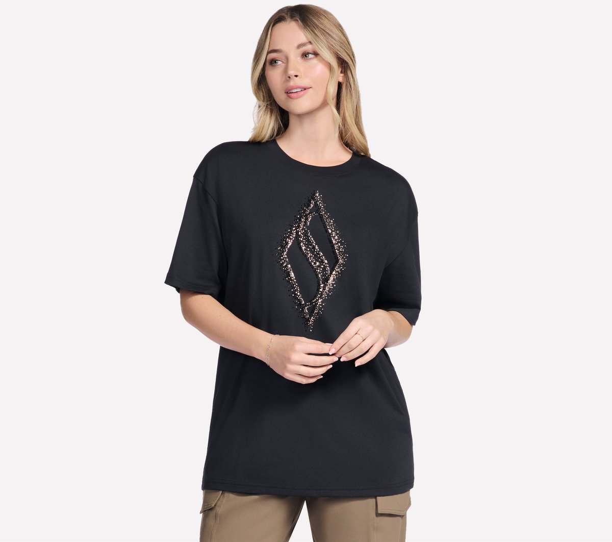 Skechers Gold Splatter Diamond Short Sleeve Tee - Women