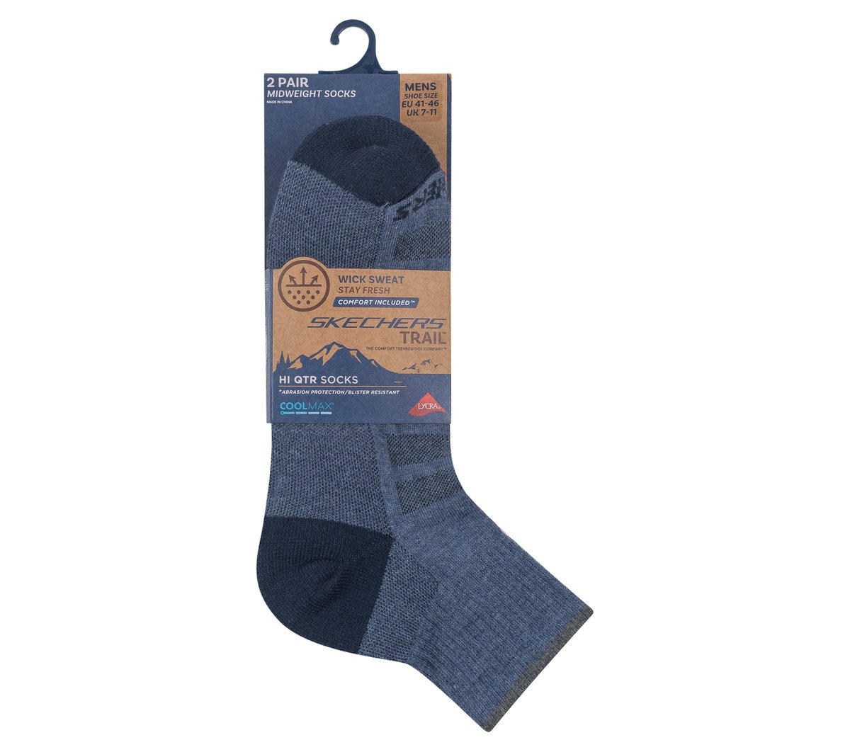 Skechers Mens Trail Quarter Coolmax Socks - 2 Pack - Men|Clothing