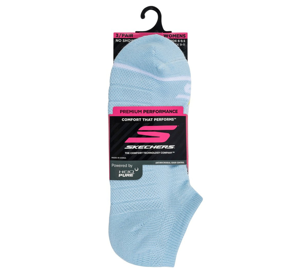 Skechers 3 Pack Women's No Show Premium Basic Socks - Clothing