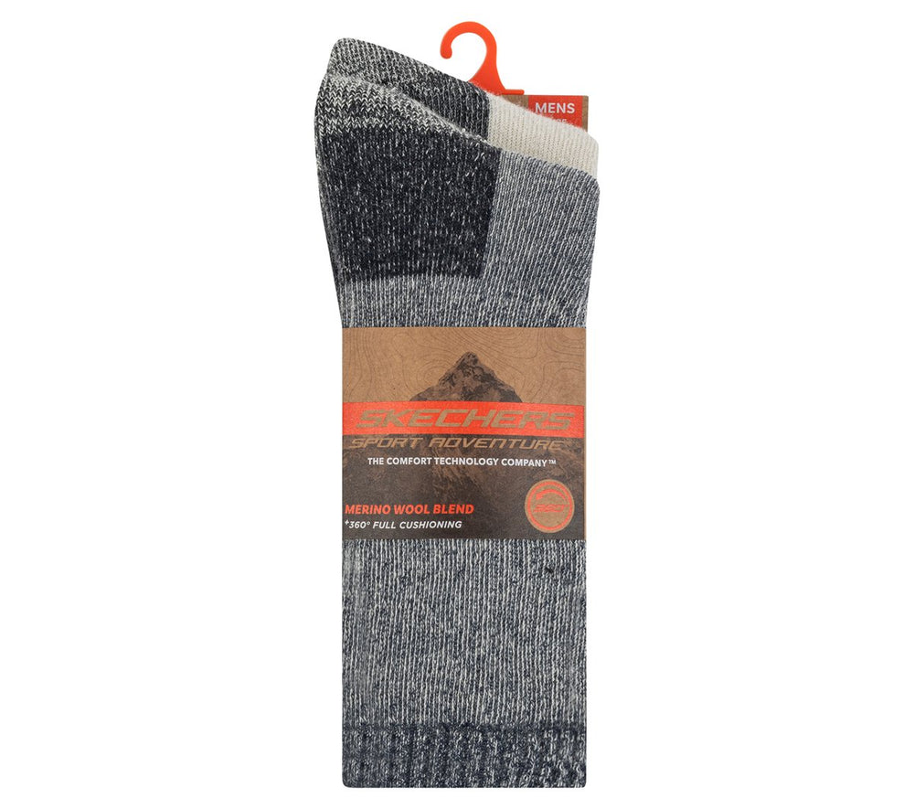 Skechers 2 Pack Men's Crew Wool Socks - Clothing